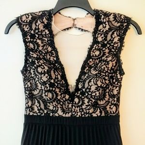 GOWN - Black & Nude Lace Top w/ Pleated Bottom